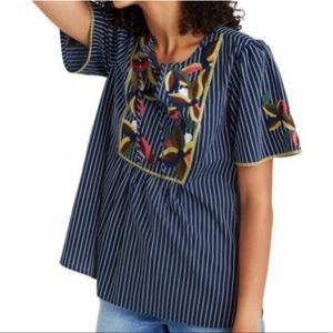 Madewell Embroidered Fable Top in Twilight Size L